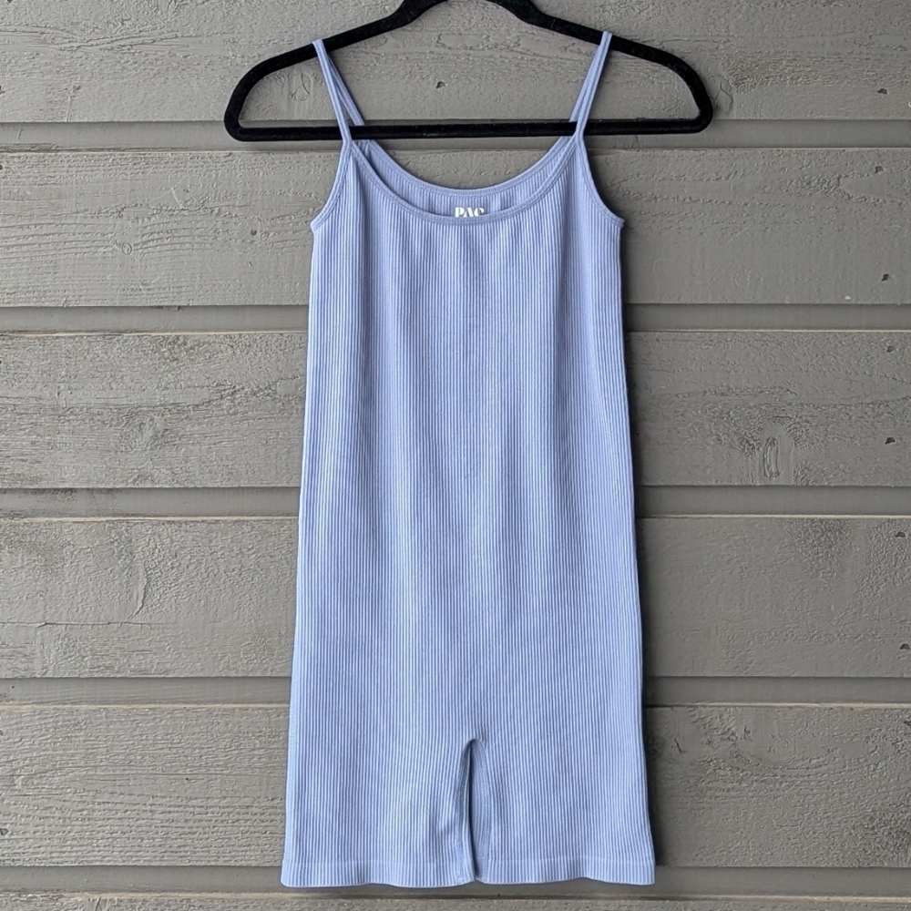 NWOT PacSun PAC 1980 Ribbed Slate Blue Stretch Onesie Romper Medium
